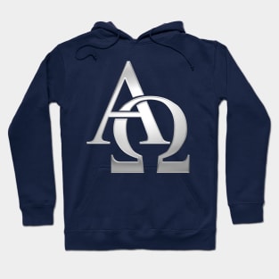 Silver Alpha and Omega Symbol Hoodie